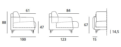 DOIMO SALOTTI - upholstery series Bristol dimensions