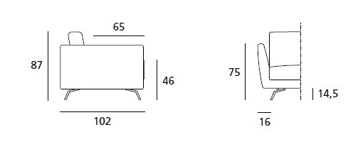 DOIMO SALOTTI - upholstery series gregory dimensions