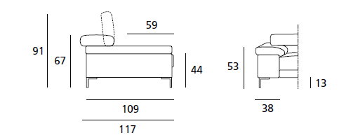 DOIMO SALOTTI - upholstery series paris dimensions
