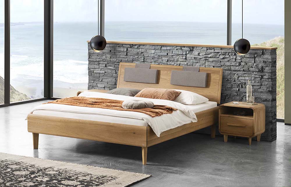 Massivholzbett Flow-Line Serie von HASENA